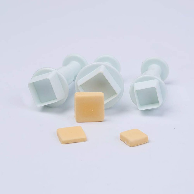 3Pcs Square Plunger Cutters Set Fondant Sugarcraft Decorating Cutters Tools-Tiny(0.6")