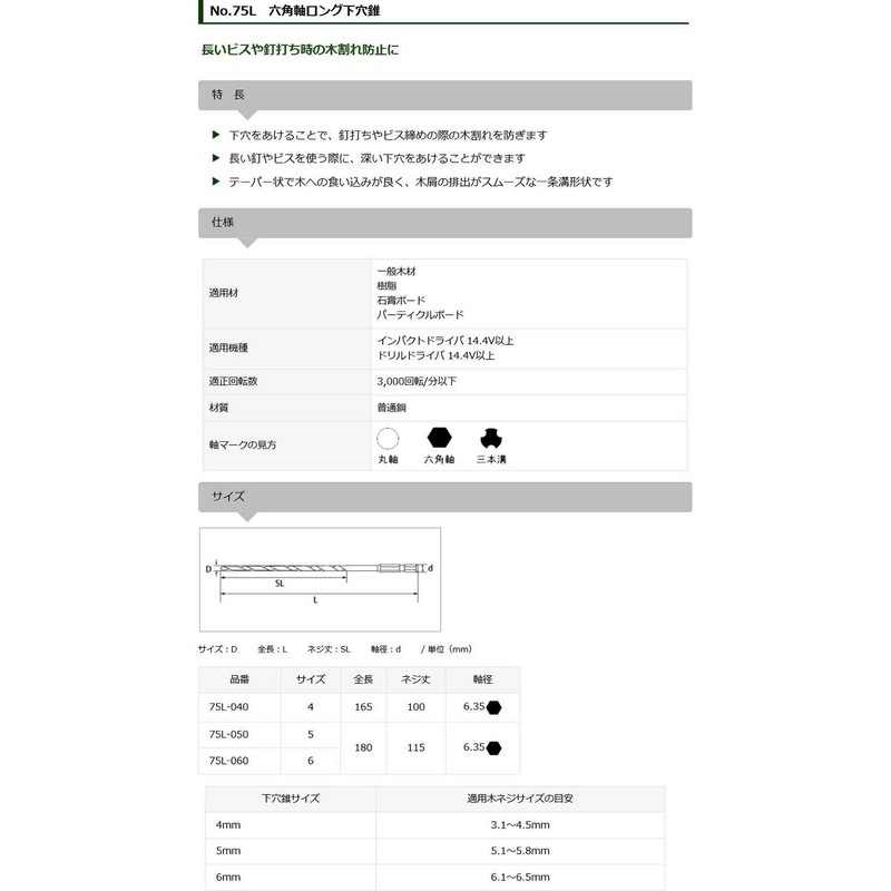 Star-M Hex Shaft Taper Point Bit