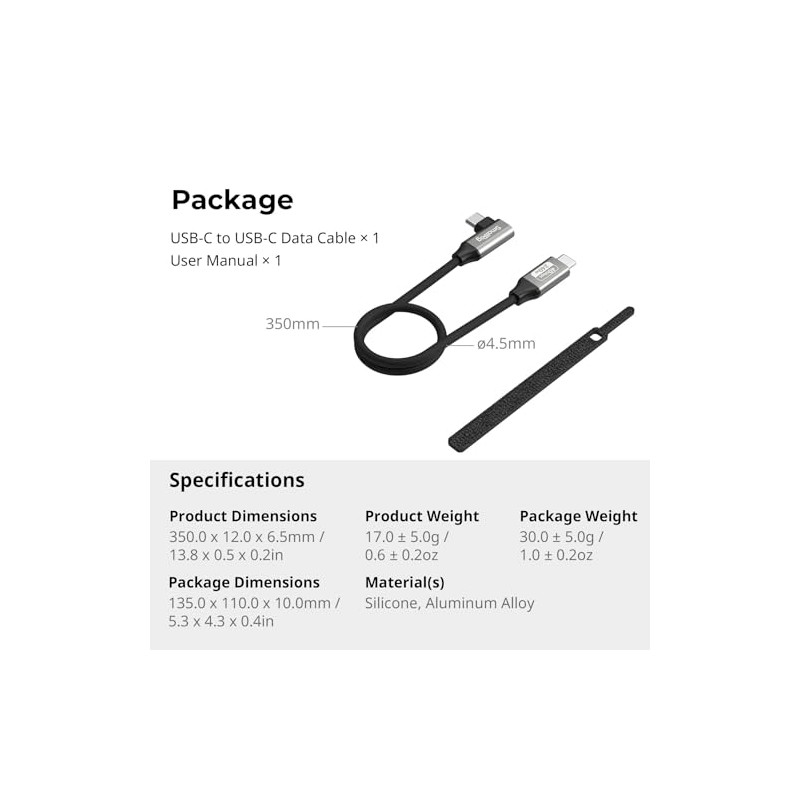 SMALLRIG Cable USB-C USB4 de 40 Gbps, carga rápida de