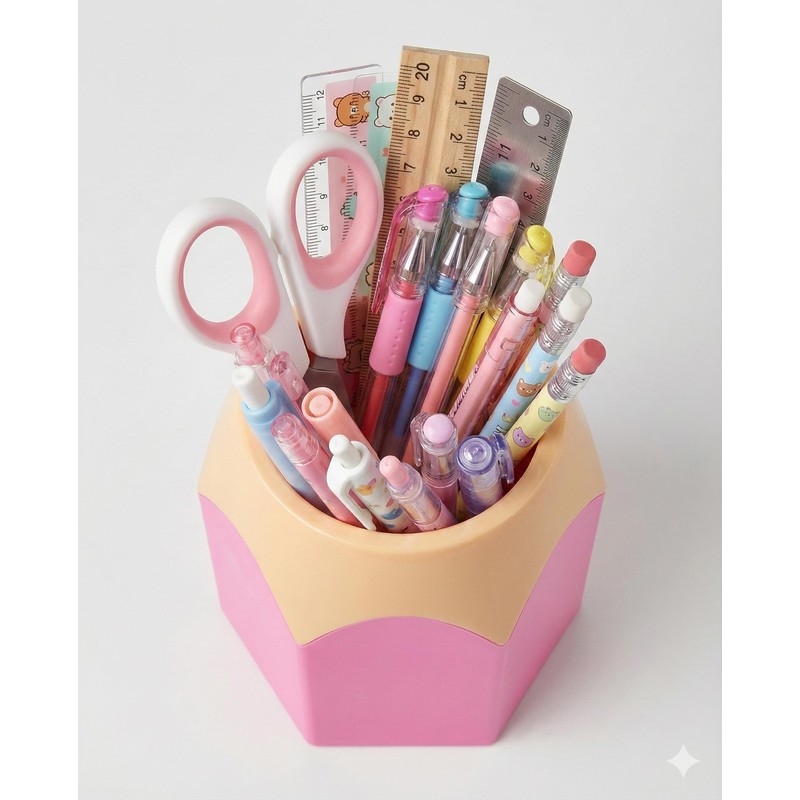 SPHTOEO Cute Pencil Shaped Pen Holder for Desk - Fun