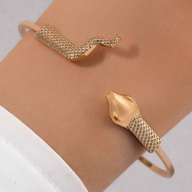 Xduargs Boho Snake Bangle Bracelet Vintage Serpent Snake Cuff Bracelet Gold Serpent Bangle Bracelet Cuff Open Adjustable Bangle Bracelet Jewelry for Women and Girls