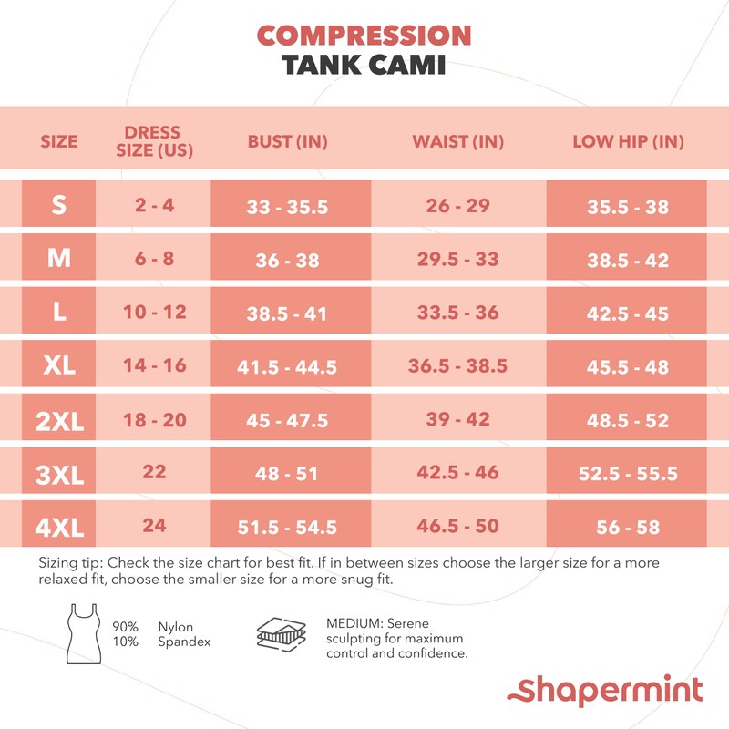 SHAPERMINT Compression Tank Cami - Tummy and Waist Control White