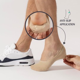 CALZITALY 6 Pairs Liner Cotton Socks Non Slip, Men's Casual No Show Invisible Socks, Italian Hosiery (10-13.5, 6 pairs skin)