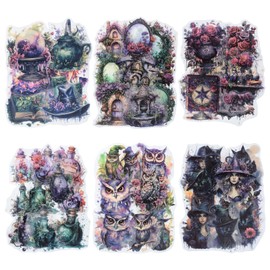 WANDIC 120 Pieces Gothic Style Stickers, 6 Styles Scrapbook Stickers for Scrapbooking, Junk, Journaling, Crafts, DIY Projects, Diaries, Art Supplies