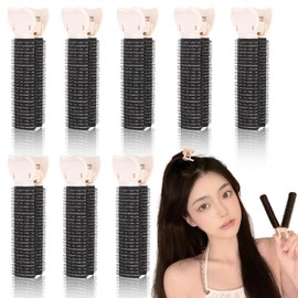 Set of 8 Magic Curler Curler Thick Bangs Curler Oval Hand Winding Curler Bangs Clip Harmless to Hair Easy to Use Makeover Curler (Black)