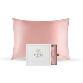Copper Infused Pillowcase 100% Pure Silk | 22 Momme Mulberry Silk | Clearer Skin & Smoother Hair, Anti-Acne, Anti-Aging, Naturally Cooling (1 Case, Standard, Rose Pink)