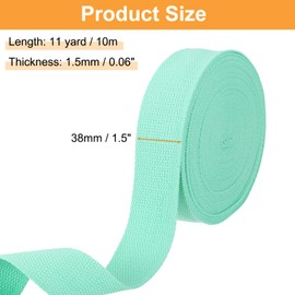 HARFINGTON Cotton Webbing 1.5 Inch 11 Yard Polyester Cotton Weave Webbing Strap Twill Tape Ribbon for Arts and Crafts Webbing Tote Bag Handles Cloth Belt Making Outdoor Supplies, Light Green
