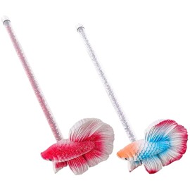2PCS Betta Fish Toys, 5.9 Inch Simulation Beta Fish Toy, Waterproof Resin Betta Toys, Reusable Interactive for Tanks Sticks Interactive