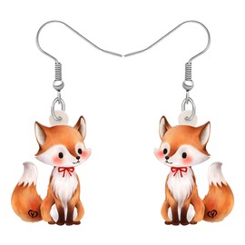 HUAGEO Acrylic Cute Orange Fox Dangle Earrings For Women Charms Gifts Forest Wild Animals Novelty Jewellery Accessories (Beige)