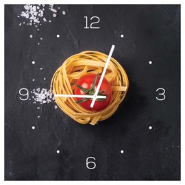 levandeo Wall Clock Aluminium Dibond 30 x 30 cm Clock Aluminium Picture Kitchen Pasta Pasta Pasta Decoration Kitchen Decoration