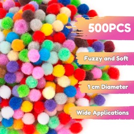 Caydo 500 Pieces 1cm Pom Poms 20 Colors Mini Pom Poms Crafts for Kids Art Creative Decoration