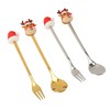 4Pcs Christmas Spoons and Forks Set Stainless Steel Cartoon Funny