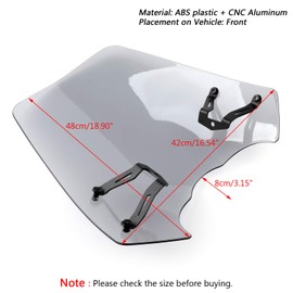 Artudatech Windscreen Windshield Screen w/Bracket for 2015-2018 Kawasaki Vulcan S EN 650 GR