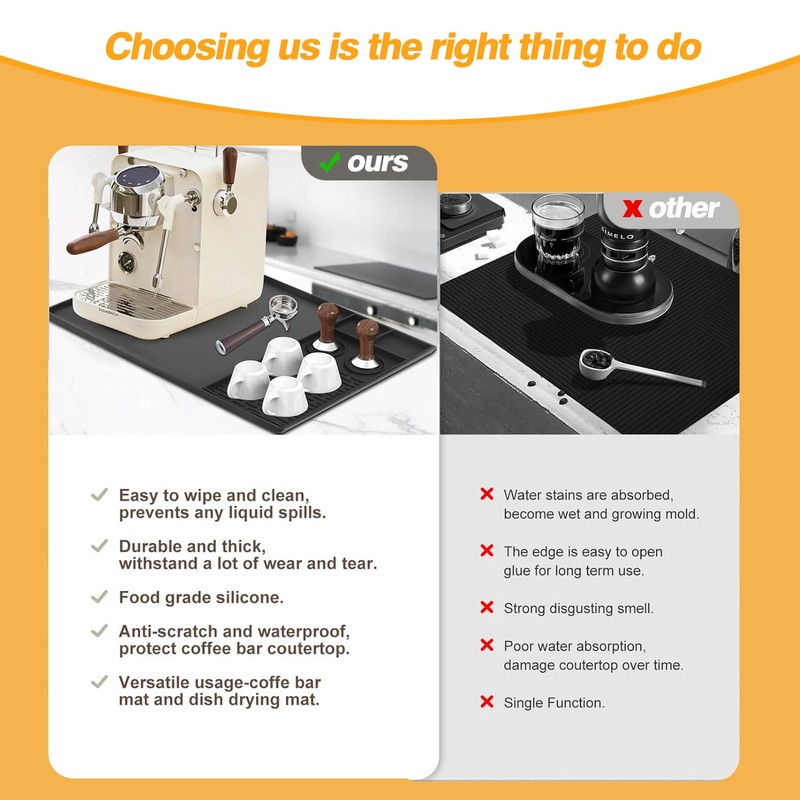 Coffee Machine Mat Sets Silicone Dish Drying Pad Kitchen Station