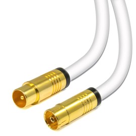 Sterndiscount 0.5 m TV Antenna Cable IEC Connection Cable Coaxial Cable 135 dB HDTV Full HD UHD 4K TV Plug (Straight) to TV Socket TV Cable DVB-C DVB-T2 Radio DAB - White (0.5 m)