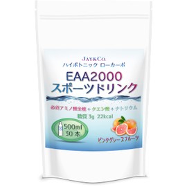 JAY&CO. 粉末 必須アミノ酸 EAA 入り ハイポトニック スポーツ飲料 (低糖質ローカーボ・低カロリー) (ﾋﾟﾝｸｸﾞﾚｰﾌﾟﾌﾙｰﾂ, 30本分)