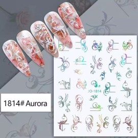 Unbranded 3D Nail Art Stickers Decals Aurora Floral Flowers Lace Swirls Lines Waves NS50 - JO-1814