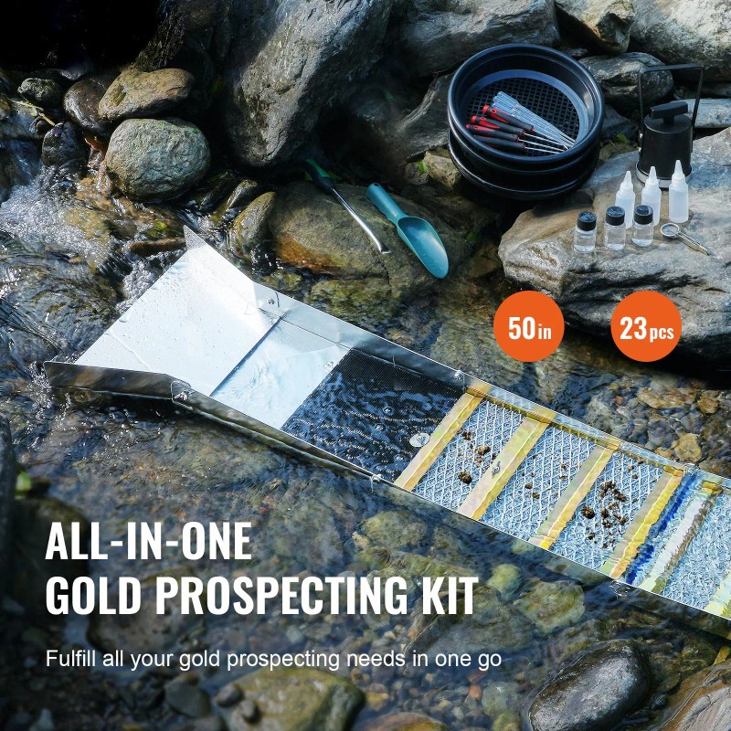 50-Inch 23pc Folding Sluice Box Gold Prospecting Kit 50pc Classifier