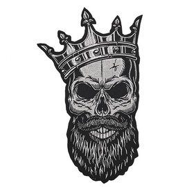 Big Crown Skull Embroidered Iron On Patch Motorcycle Racing Jacket Back Patch