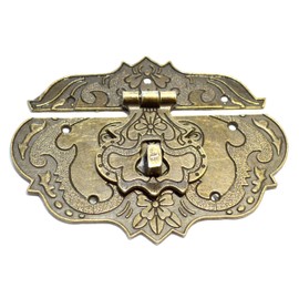 2 Pcs Decorative Hasp Latches Vintage Bronze Hook Lock with Clasp Closure for Jewelry Case Wooden Box Chest Cabinet Cupboard Furniture Large Size (Length:3-3/4", Height:2-3/4")