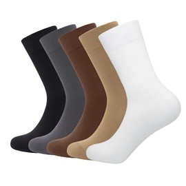 SERISIMPLE Viscose Bamboo Dress Men Sock Thin Soft Crew Anti Odor Lightweight Breathable Comfort Cool Sock 5 Pairs (Large, Assorted1)