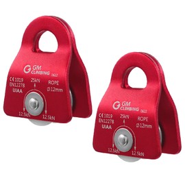 GM CLIMBING CE UIAA Certified 25kN Micro Pulley Mobile Side Plate for 12mm Rope Climbing Climbing Rescue DDRT Climbing System with Arborist Rigging Pulley System Red Pack of 2