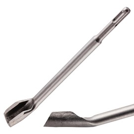Rennie Tools SDS Gouge Chisel, 22mm Wide x 250mm Long, Hollow Chisel for Channeling Concrete. for Use On Bricks, Concrete, Marble and Hard Stone. Angled SDS Chisel for SDS Plus & Standard SDS Drills