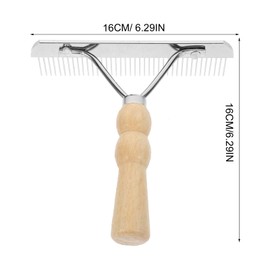 iplusmile Dematting Brush Rake Comb for Horse Pet, Gentle Grooming Brush Wood Hand Undercoat Scrubber Pet Combing Kit with Wood Handle for Horses Dogs Shedding Grooming