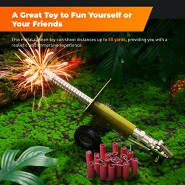 Faitio Mini Firecracker Launching Cannon Model, Stainless Steel Mini Cannon Model with Mechanism, Military Model Collection Ornaments, Green