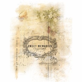 Memories Overlay Rice Paper 8" x 10.5" - 6 x Assorted Printed Mulberry Paper Images 30gsm Visible Fibers for Decoupage Crafts Mixed Media Collage Art