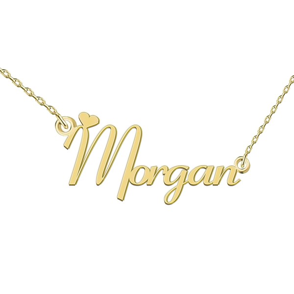 GR35Z9 Morgan Name Necklace Love Heart Pendant Necklace Dainty Stainless