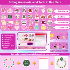 Funtopia Clay Beads Bracelet Making Kit, 56 Colors Friendship Bracelet Making Kit with Letter Beads, Flat Polymer Beads with Charms Pendants, Stickers and Tools Storage Box DIY Craft for Kids Adults