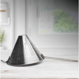 Menax - Chinesischer Küchensieb - Küchensieb - Edelstahl Küchensieb - Edelstahlsieb mit Stabilem Griff - Küchensiebe für Quinoa, Nudeln, Obst, Gemüse, Reis - Abtropfsieb - Sieb - Ø 18 cm