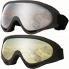 OUTDOORSPARTA 2-Pack Ski Goggles (3. Gray Frame, Clear Lens; Black
