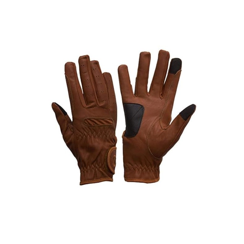 eGlove EQUEST GRIP PRO Leather Touchscreen Horse Riding Gloves (Tan,
