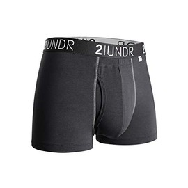 2UNDR Mens Swing Shift 3" Boxer Trunk Underwear - Black/Grey - L