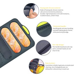 TYUI Silicone Bread Pan for Baking Bread Mold with Four Hole,Nonstick &Easy Clean&Heat Resistant Silicone Loaf Pan,for Home Handmade Bread (yellow)