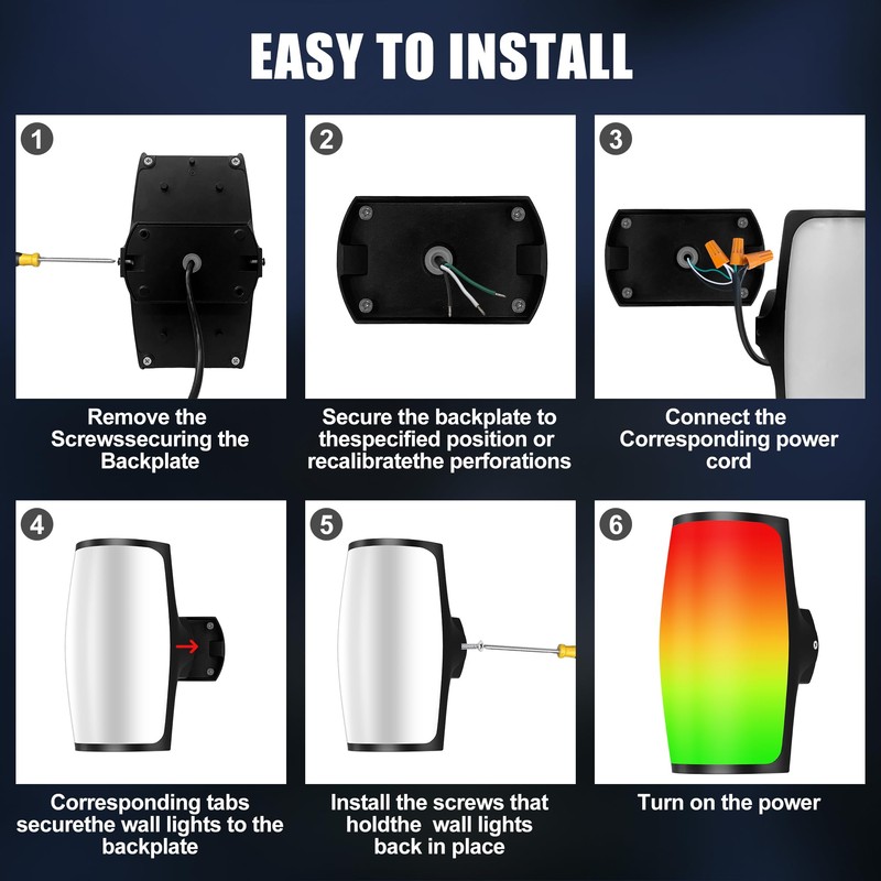 Yotivki Outdoor Wall Light, 2400LM Smart RGBWW Porch Lights Outdoor