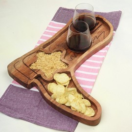 India Handicrafts Cowboy Boot Star, Brown 16 x 13.5 Inches Acacia Wood Chip-N-Dip Serving Tray