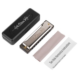 Eison Harmonica for Kids Diatonic Harmonica Key of C Standard 10 Hole 20 Tones with Case, Mini Harmonica for Beginners Starters Students Children Kids’s Gift, Silver, 1 Pack