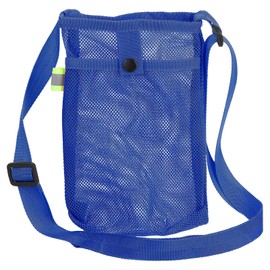 sourcing map Water Bottle Holder with Adjustable Shoulder Strap Water Bottle Carrier Bag Mesh Crossbody Water Bottle Carrier with Pocket for Sports Hiking Walking Travel, Blue