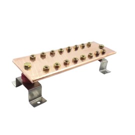 Copper Ground Bus Bar Kit Wall/Surface Mount .16"*2.3"*10" Ground Bar Kit 16 Terminal Positions