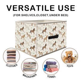 Nogrit Western Horse Storage Bins Box, Toybox for Boys Girls, Nature Horseshoe Horse Foldable Baskets Organizer Container with Handles for Bedroom Bathroom Kids Room Dorm Clothes Toys Books