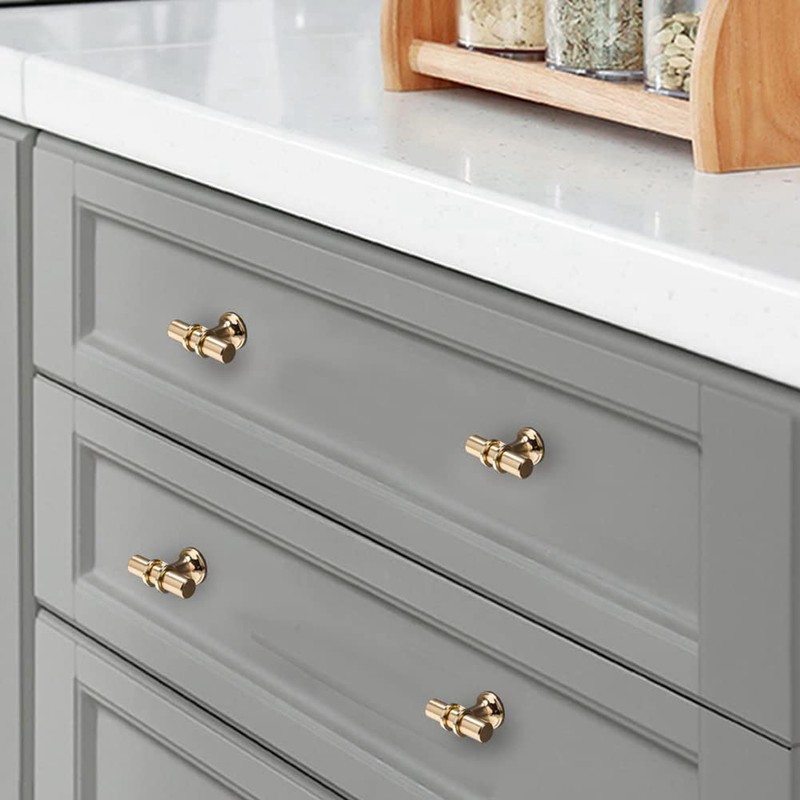 Aribrnten 8 Packs Champagne Gold Cabinet Knobs Drawer Knobs Euro