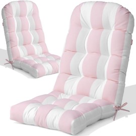 Crestlive Products Adirondack Chair Cushion Outdoor Rocking Chair Cushions Water Resistant 50x20x4 Inch High Back Patio Chair Cushions Set of 2 Thick Patio Replacement Cushion Pink Stripe
