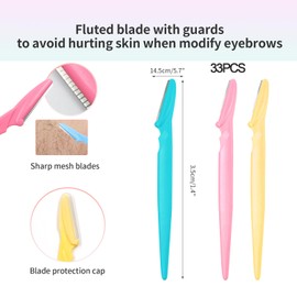33pcs eyebrow razor hapers,dermaplane razor,face razor,facial razor removal for women