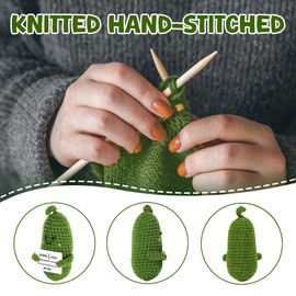 Emotional Support Pickle - Birthday, Christmas, Encouragement, Inspirational, Gifts For Women, Stress Relief Gifts, Positive Pickle Woobles Crochet - Mini Pickle Crochet Knitted Doll With Wooden Base