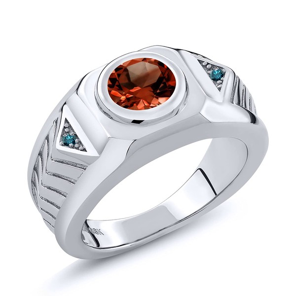 Gem Stone King 1.63 Ct Round Red Garnet Blue Diamond