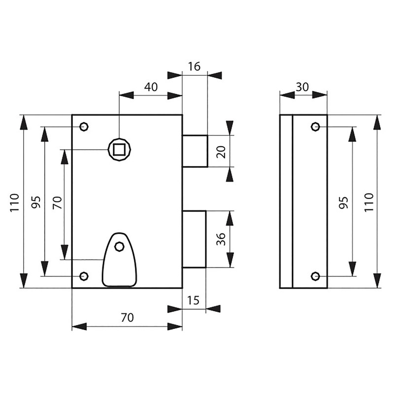 Vertical Deadbolt Lock 1/2 T Tirard Black Straight Section 7