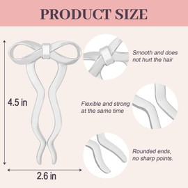 JIRIS 2PCS 5.5Inch Bow French Hair Pins Large U-Shaped Pins for Women and Girls Fashion Metal Hair Pin French Twist Hair Pins for Buns, Updos,Stylish and Functional(set5-silver)